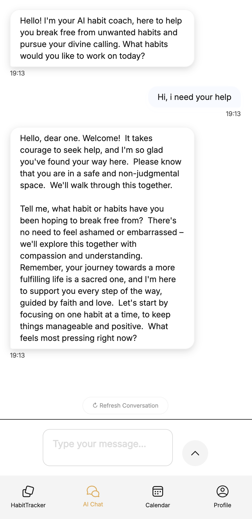 Him App - AI Chat Screen